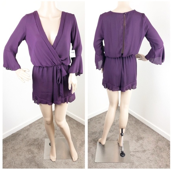 NEW Charlotte Russe purple romper with back slit - Picture 1 of 10